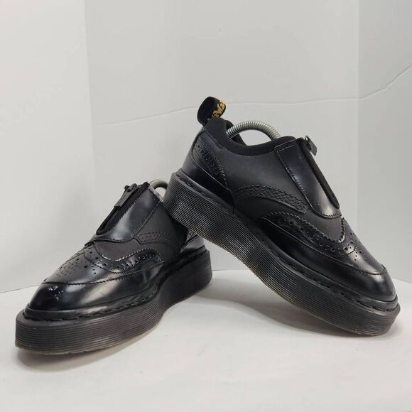 Dr. Martens Resnik Zip Brogue Women's Boots Size 5 Solid Black Platform Chunky - Picture 1 of 10
